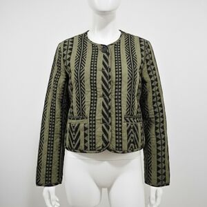 🍀 NewSanctuary Coco Geo Quilted Jacket Olive Green Tribal Aztec Geometric Small
